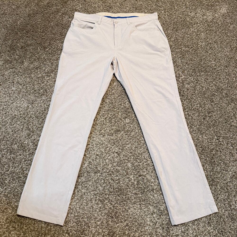 Fair Harbor Mens 5 Pocket Pants 35x32 Light Gray Performance Travel Golf